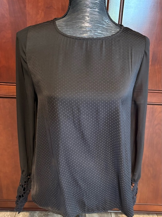 gimmicks by BKE Tops - Gimmicks by BKE Black Sheer Dot Blouse